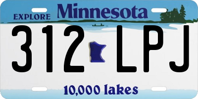 MN license plate 312LPJ
