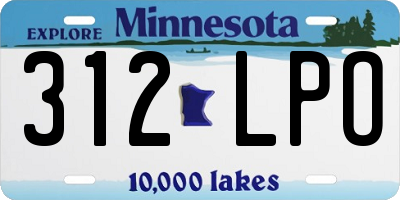 MN license plate 312LPO