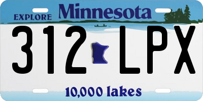 MN license plate 312LPX