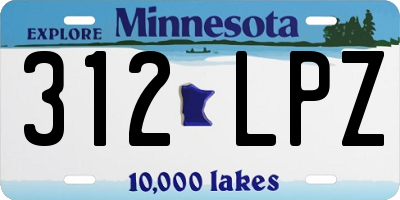 MN license plate 312LPZ