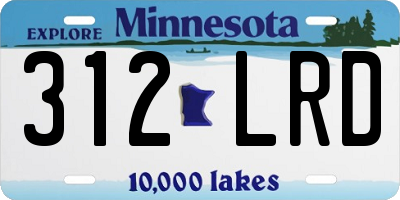 MN license plate 312LRD