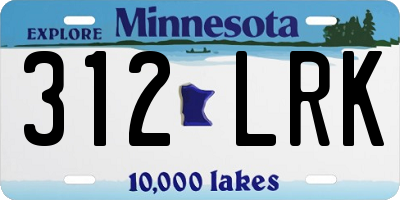 MN license plate 312LRK