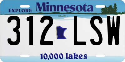 MN license plate 312LSW