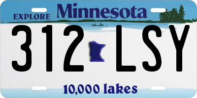 MN license plate 312LSY