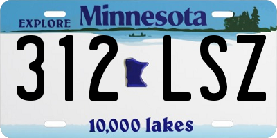 MN license plate 312LSZ