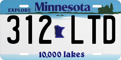 MN license plate 312LTD
