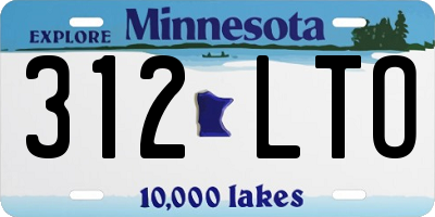 MN license plate 312LTO