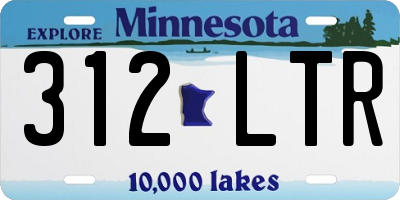 MN license plate 312LTR