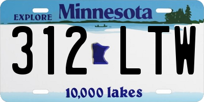 MN license plate 312LTW