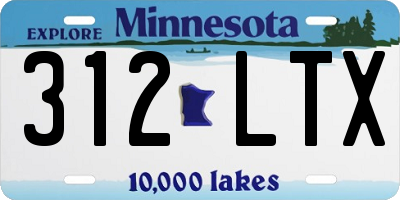 MN license plate 312LTX
