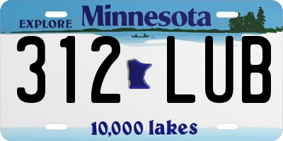 MN license plate 312LUB
