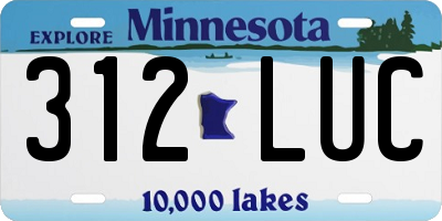 MN license plate 312LUC