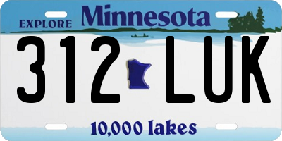 MN license plate 312LUK