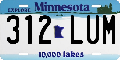 MN license plate 312LUM
