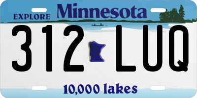 MN license plate 312LUQ