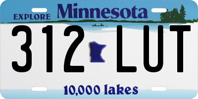 MN license plate 312LUT