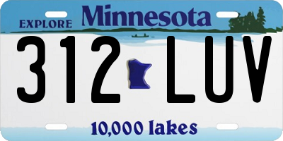 MN license plate 312LUV