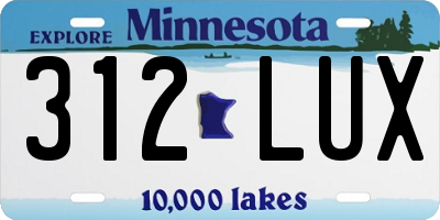 MN license plate 312LUX