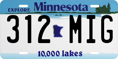 MN license plate 312MIG