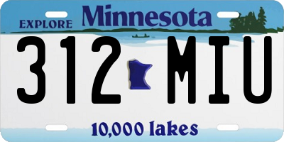 MN license plate 312MIU
