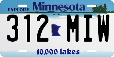 MN license plate 312MIW