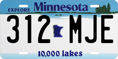 MN license plate 312MJE