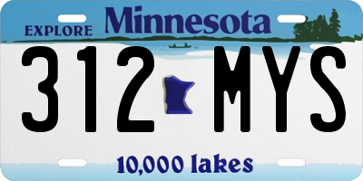 MN license plate 312MYS