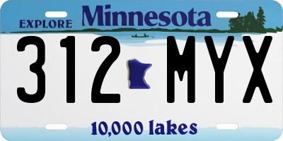 MN license plate 312MYX