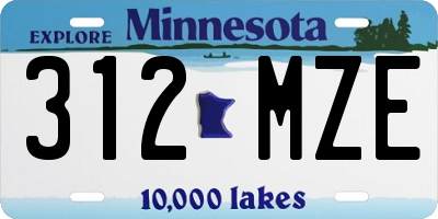MN license plate 312MZE