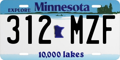 MN license plate 312MZF