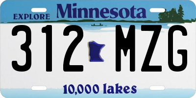 MN license plate 312MZG