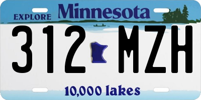 MN license plate 312MZH
