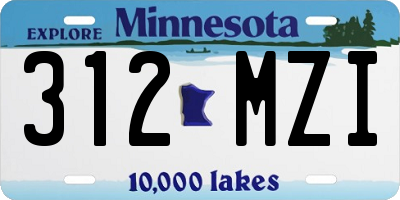 MN license plate 312MZI