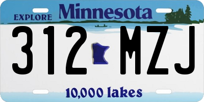 MN license plate 312MZJ