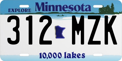 MN license plate 312MZK