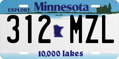 MN license plate 312MZL