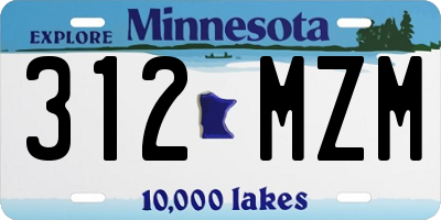 MN license plate 312MZM