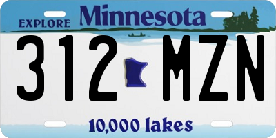 MN license plate 312MZN