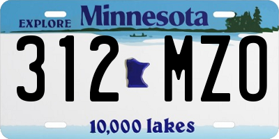 MN license plate 312MZO