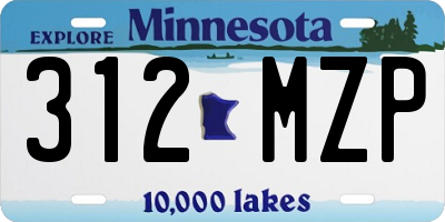 MN license plate 312MZP