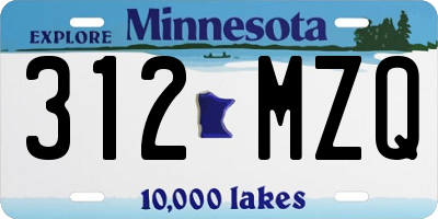 MN license plate 312MZQ