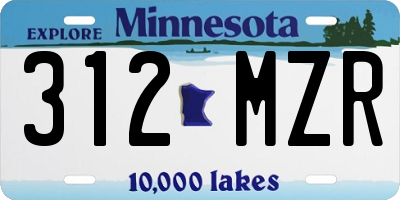MN license plate 312MZR