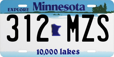 MN license plate 312MZS