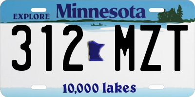MN license plate 312MZT