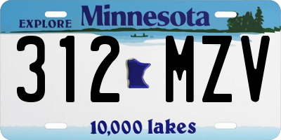 MN license plate 312MZV