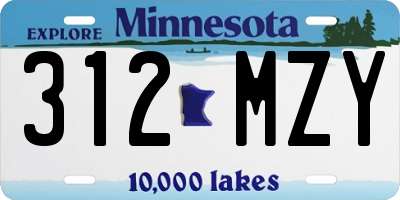 MN license plate 312MZY