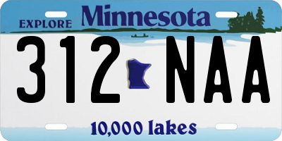 MN license plate 312NAA