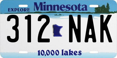 MN license plate 312NAK