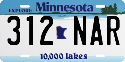 MN license plate 312NAR