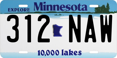 MN license plate 312NAW